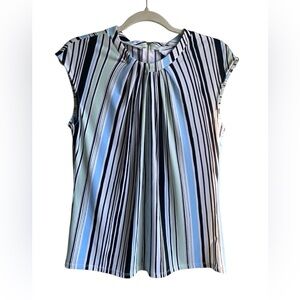 Striped Sleeveless Blouse, Blue Striped Tank Top